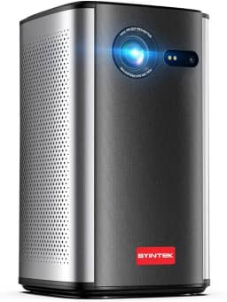BYINTEK P70 Mini Projetor Portátil com Bateria, Android 9.0 WiFi,projetor Full HD DLP com Suporte 4K, Corpo Metálico,Suporte 3D com Bolsa de Transporte e Tripé,Ideal para Externo e Viagens