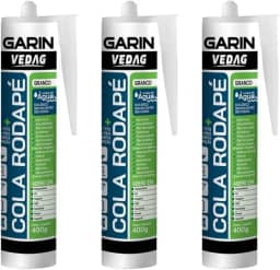 Kit 3 Selante Cola Rodapé 400g Madeira Mdf Cerâmica Gesso Plastico Isopor PU Mdf Rodateto Fixador