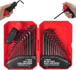 Jogo de 35 Peças Chave Allen com Manopla Auxiliar - Métrico (0.7-10mm) e Imperial (0.028-3/8') - Kit Completo para Manutenção