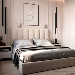 Cabeceiras Estofada Modular Cama Casal Queen Painel 1,60mX60cm Módulos Adesivos (Bege)