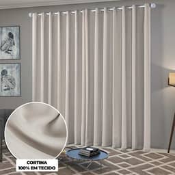 Cortina Blackout/Bleucate de Tecido Corta Para Luz Quarto e Sala 4,00m x 2,50m Altura com Ilhós Cromado Solaris - Off-White