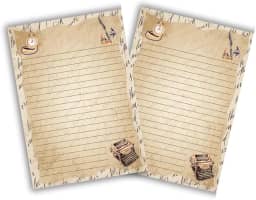 Bloco de notas A5 anotação 50 folhas vintage estilo papel carta decorado pautado (marrom escuro)