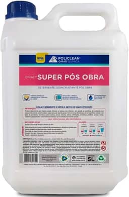Limpador Super Pós Obra 5L Pisos Porcelanatos, Cerâmicos, Pedras, Removedor De Tintas