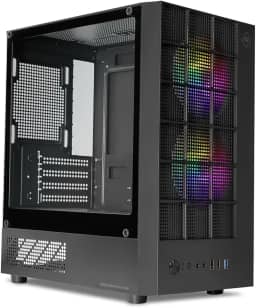 Gabinete Gamer Mancer Grimore | Mini-Tower | Lateral de Vidro | 2 Fans Rainbow | Preto | MCR-GRM-BK