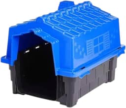 Casinha De Cachorro Plástica Pequeno e Medio Porte Casa Para Pet, Desmontável Resistente Com Proteção UV, 8 saídas de ar e 4 pontos para saída de água, Tamanhos N1. N2. N3. (Azul, N.1)