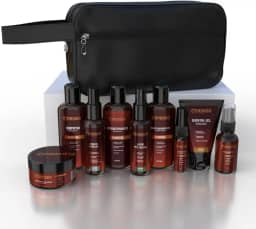 Kit Barba Completo Necessaire Shampoo Condicionador Balm Óleo Hidratante Tônico Crescimento Masculino (Floresta + Necessaire Preto)