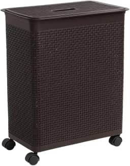 Cesto Organizador Rattan com Rodas Roupeiro 50L(Marrom)