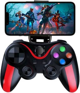 Controle Bluetooth para Celular, iOS, Android, PC, Suporte Integrado, Gamepad Recarregável com Joystick Ergonômico, Compatível com Smart TVs, Jogos Mobile, Ideal para Jogos e Aplicativos G7 (Vermelho)