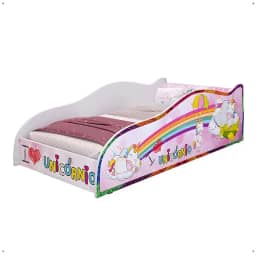 Mini Cama Carro Infantil Montessoriana MDF Lateral Grade Proteção Decoração Tema Unicórnio Quarto Menina Princesa - RPM