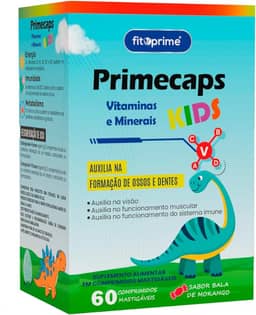 Primecaps Kids Vitamina Infantil Mastigável 60 Comprimidos Sabor Morango