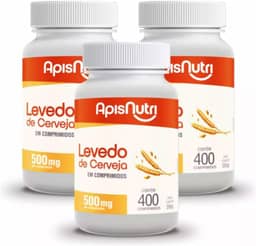 Kit 3 Levedo de Cerveja 500mg Apisnutri 400 Comprimidos