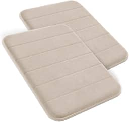 Decolab Tapete Antiderrapante Banheiro Super Soft | Kit Tapete Banheiro Box ou Banheira Completo | Jogo Tapetes Para Banheiro Multiuso Decoração Quarto (Bege-claro, 2 Peças)