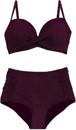 Biquíni Plus Size com Bojo Estampado Calcinha Modeladora Disfarça Barriga Cores Variadas BIQ 3306 (BR, Numérico, 52, Plus Size, Roxo)