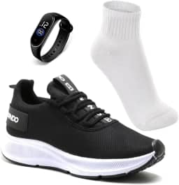 Tenis Masculino Esportivo Academia Corrida Treino Caminhada Confortavel e Leve + Relógio e Meia