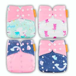 Kit 4 Fraldas Ecológicas de Pano Premium + 4 Absorvente 6 Camadas