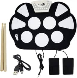 Bateria Eletrônica Musical Digital Roll Up Drum 2 Pedais Baqueta Exbom W758
