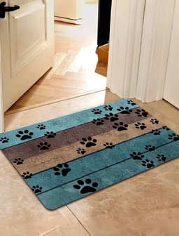 1 tapete de pata de cachorro macio e absorvente - tapete retangular de poliéster com design de secagem rápida e lavável - ideal para entrada, banheiro, cozinha, sala de estar.