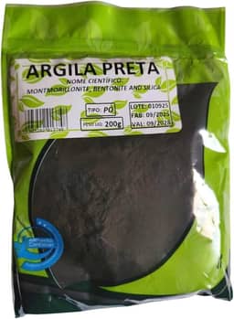 Argila Preta Natural, Montmorilonita e Sílica em Pó, 200g, para Tratamentos Corporais e Faciais