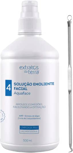 Solução Emoliente Facial Aquaface 500ml - Extratos da Terra - Para Limpeza Profunda e Extração de Comedões + Extrator de Cravos