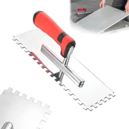 Desempenadeira Dentada Dentes Médios 8mm Forte Soldada Sem Parafuso Aço Cabo Ergonômico Revestimento Porcelanato Alta Qualidade (Desempenadeira Dentes 8MM)