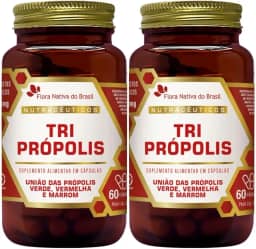 KIT 2X Tri Própolis (Própolis Vermelha, Verde e Marrom) 60 Cápsulas - Flora Nativa