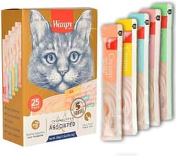 Petisco para gatos Wanpy Creamy Sabores Sortidos Pacote com 25 tubos de 14g - 350g