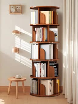 Estante para Livros, Estante Giratória 160 * 46cm, Estantes Livreiro Giratória 360 Graus, Estantés Livro com 12 Destacável Nichós, 5 Andares Estantés Giratória Livros