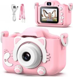 Câmera Digital Infantil Portátil – Recarregável, Com Tela LCD, Jogos e Vídeo HD – Presente Criativo para Crianças de 4 a 12 Anos – Antichoque, Fácil de Usar (Rosa)