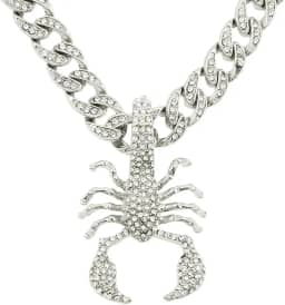 Colar masculino com Forma de escorpião, 50 cm, estilo hip hop, pingente de metal, detalhes em diamante, presente para homens, ousado, elegante, acessório legal