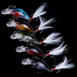 5 peças de isca de pesca Minnow, iscas de manivela, iscas artificiais rígidas, crankbait com ganchos para água doce e salgada
