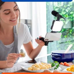 Kit Profissional de Gravação para Celular 5 em 1, Suporte para Marketing Digital, Youtuber, Criação de Conteúdo