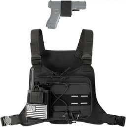 Bolsa de esportes ao ar livre masculina com suporte de telefone, mochila de corrida respirável para a maioria das pistolas, bolsa de colete de corrida de viagem EDC, bolsa tática com coldre de rádio