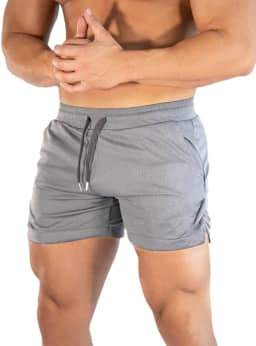 Short esportivo masculino de corrida respirável leve atlético para treino com bolsos