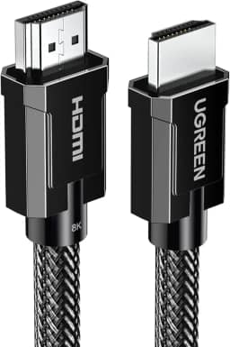 UGREEN Cabo HDMI 2.1 8K@60Hz, cabo HDMI 4K@120Hz HDR dinâmico, 7860x4320P Ultra HD, 3D, Dolby Vision, eARC, trançado 48 Gbps Ethernet, compatível com PS5/PS4/ PC/Xbox/HDTV/MMMMMM. Operador/P Rejetor