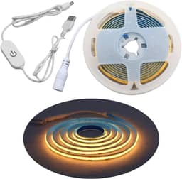 Fita Led 320 Cob 2m 5v Usb Branco Quente 3000k Amarela Ajuste dimerizável decoração casa quarto Pc Carro Dupla face