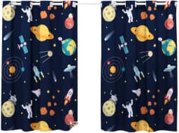 Cortina Quarto Infantil Criança Pequena Simples Basica Decorativa Jupiter Astronauta Marinho P/Varao