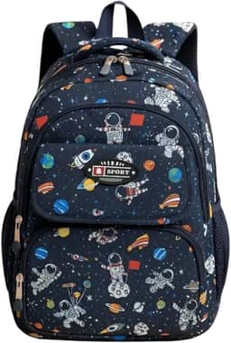 Mochila Escolar Infantil Astronauta Impermeável Design Espacial Espaçosa Menino Ótimo Acabamento Costura Reforçada Alta Durabilidade