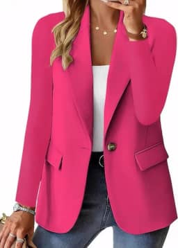 Blazer feminino moderno primavera outono lapela colarinho botão jaqueta casual negócios