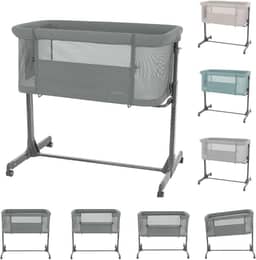 Kikkaboo Berço Noah, ajustável, rodas, anti-refluxo, abre de um lado, cor: cinza escuro