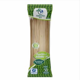 Espeto Madeira, Theoto, 30 cm x 4 mm, Bambu, Pacote com 50 Unidades