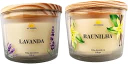 Kit de 2 Velas Aromáticas Perfumadas, Baunilha e Lavanda, 100g Cada