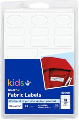 Etiquetas de tecido de 5 folhas - fácil de escrever, bastão de longa duração, seguro para máquina de lavar e secar, tamanho 4 × 0,59 cm, 50 peças LCC222-03