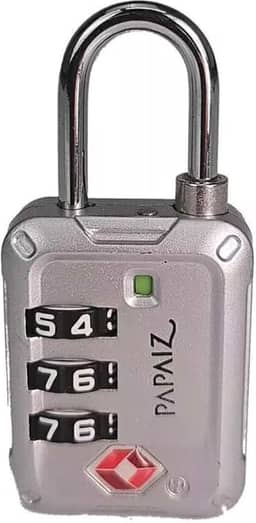 Cadeado Tsa Zamac 30z Com Segredo Numérico 3 Dígitos Papaiz (Prata)