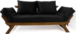 Sofá Japão Futon Acquablock Preto Madeira Cor Imbuia