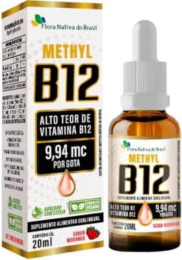 Vitamina B12 Sublingual (Metilcobalamina) 9,94 mcg por gota 20ml - Flora Nativa Sabor:Morango