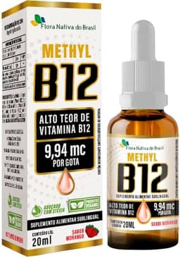 Vitamina B12 Sublingual (Metilcobalamina) 9,94 mcg por gota 20ml - Flora Nativa Sabor:Morango