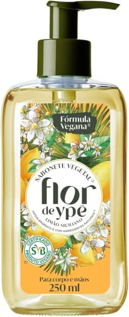 Flor de Ypê Sabonete Líquido Vegetal Limão Siciliano, 250ml (Pump)