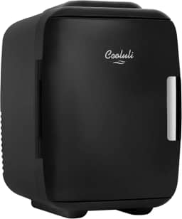 Cooluli Mini geladeira para quarto - carro, mesa de escritório e dormitório - refrigerador e aquecedor elétrico portátil de 4L/6 latas para alimentos, bebidas, beleza e maquiagem - 12 V CA/CC e opção