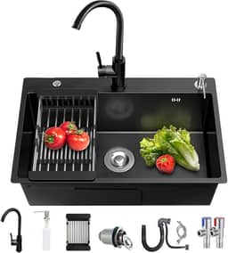 Cuba Inox Gourmet de Cozinha, Pia de Aço Inox 304 Com Acessórios - 50x40cm