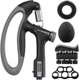 Kit Hand Grip Exercitador de Mãos e Dedos Ajustável 5 a 100kg Para Força Resistência Fisioterapia e Reabilitação Com Contador